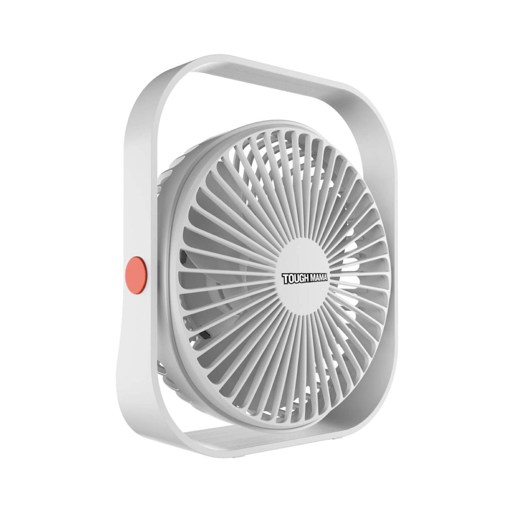 Tough Mama NTM-2706A Mini Rechargeable Electric Fan Table White Handy Small Travel Emergency Fan