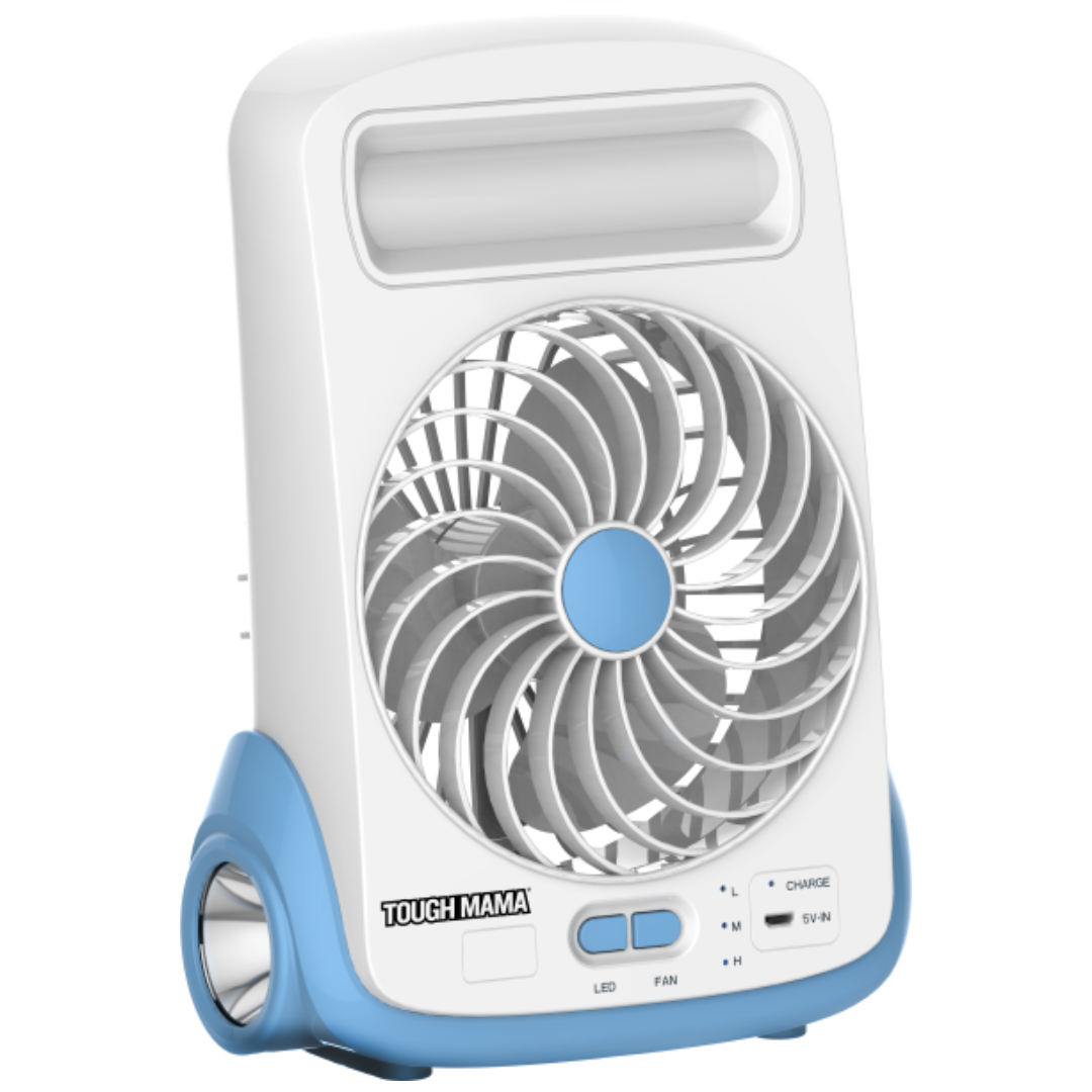 Tough  Mama NTM-2825 Rechargeable Mini Portable Fan with Light 5"