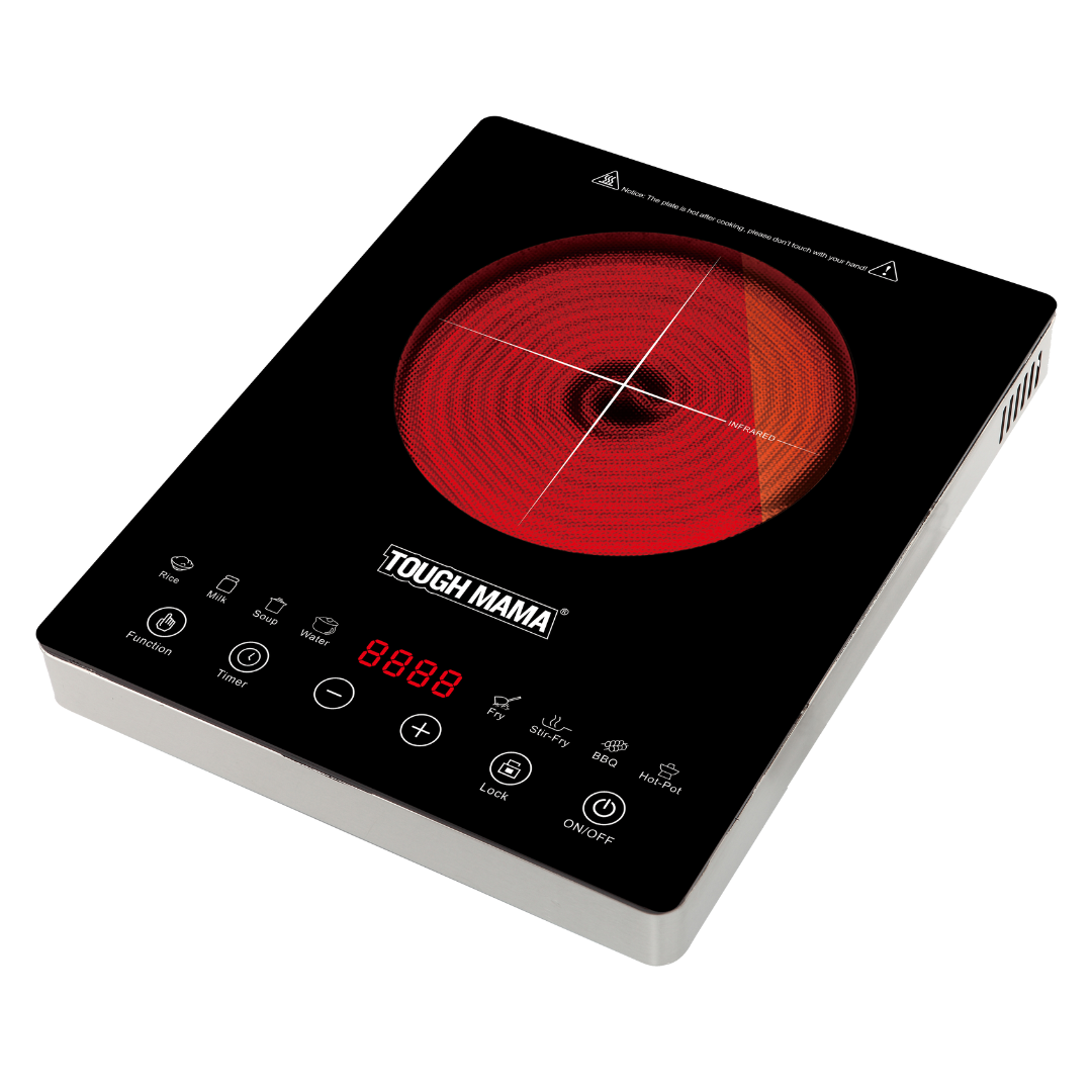 Tough Mama NTMIFRIC-3 Infrared Induction Cooker Black Crystal Plate Electric Stove Stainless Steel