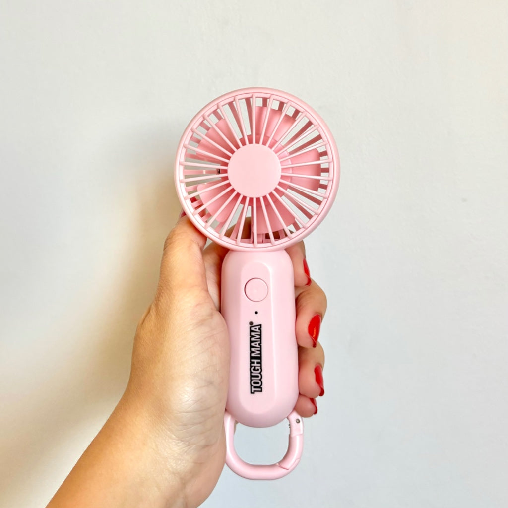 Tough Mama NTMRMF-1 Rechargeable Mini Hand Fan Pastel Color Keychain Pink, White, Blue Powerful